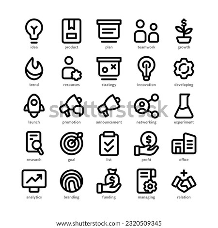 Set of startup and business icons with vector, It can be used any purpose like website and app.