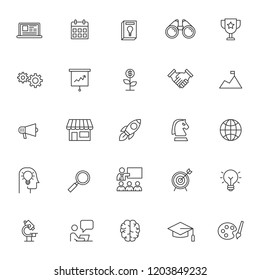 set of startup business technology icon with simple style and editable stroke, vector eps 10