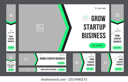 Set of startup business web banner template design for social media posts, fully customizable vector eps 10 file format