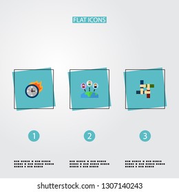 Set of startup icons flat style symbols with teamwork, deadline, outsource and other icons for your web mobile app logo design.