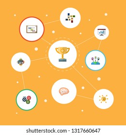 Set of startup icons flat style symbols with teamwork, motivation, meeting and other icons for your web mobile app logo design.