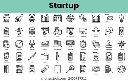 Conjunto de iconos de inicio. Paquete de iconos de estilo lineal. Ilustración vectorial