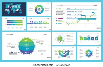 Set of startup or investment concept infographic charts. Business diagrams for presentation slide templates. For corporate report, advertising, banner and brochure design.