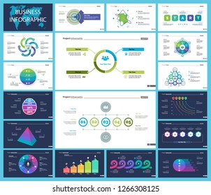 Set of startup or investment concept infographic charts. Business diagrams for presentation slide templates. For corporate report, advertising, banner and brochure design.