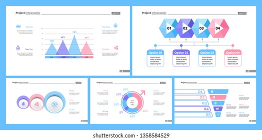 Set of startup or investment concept infographic charts. Business diagrams for presentation slide templates. For corporate report, advertising, banner and brochure design.
