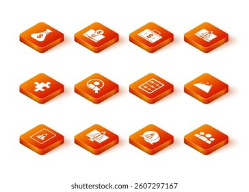 Set Startup project concept, Piece of puzzle, Create account screen, Abacus, Users group and Mountains with flag icon. Vector