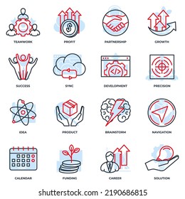 Set of Startup project icon logo vector illustration. development pack symbol template for graphic and web design collection