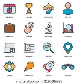 Set von Startup-Projekt Symbol Symbol Vektorgrafik. Vorlage für das Entwicklungspaket für Grafik- und Webdesign-Kollektion