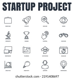 Set of Startup project icon logo vector illustration. development pack symbol template for graphic and web design collection