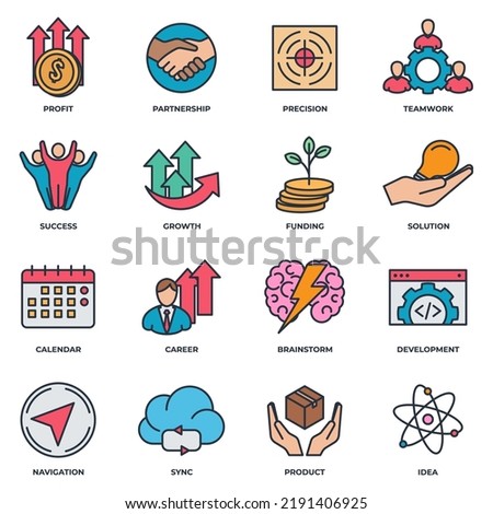 Set of Startup project icon logo vector illustration. development pack symbol template for graphic and web design collection