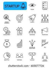 Set of Start-up related vector line icon. Editable stroke with 48 x 48 pixel