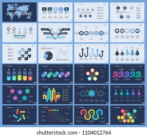 Set of startup or strategy concept infographic charts. Business diagrams for presentation slide templates. For corporate report, advertising, banner and brochure design.