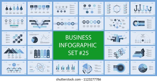 Set of startup or strategy concept infographic charts. Business diagrams for presentation slide templates. For corporate report, advertising, banner and brochure design.