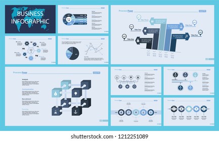Set of startup or strategy concept infographic charts. Business diagrams for presentation slide templates. For corporate report, advertising, banner and brochure design.