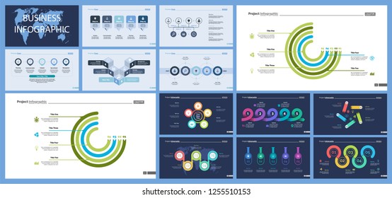 Set of startup or strategy concept infographic charts. Business diagrams for presentation slide templates. For corporate report, advertising, banner and brochure design.