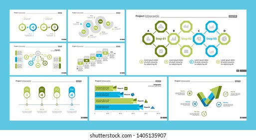 Set of startup or strategy concept infographic charts. Business diagrams for presentation slide templates. For corporate report, advertising, banner and brochure design.