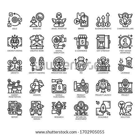 Set of startup thin line and pixel perfect icons for any web and app project. 