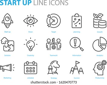 set of starup icons, business, work, success
