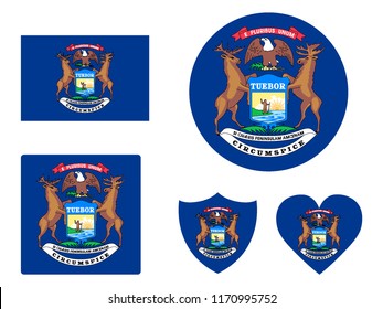 Set of State Flags of Michigan