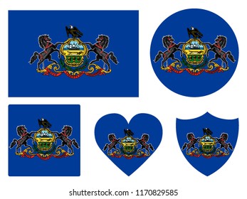 Set of State Flags of Pennsylvania
