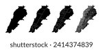 Set of state maps of Lebanon with regions and municipalities division. Department borders, isolated vector maps on white background.