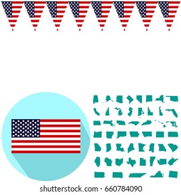 A set of states blue maps on a white background