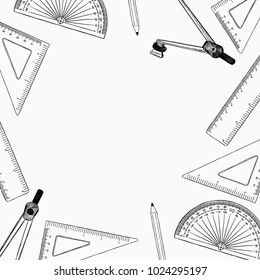 set of stationary , hand draw element sketch vector. work plac eor school equipment.