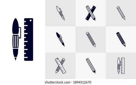 Set of Stationary icon logo vector template, Education icon concepts, Creative design