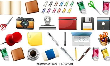 Set of stationary object illustration