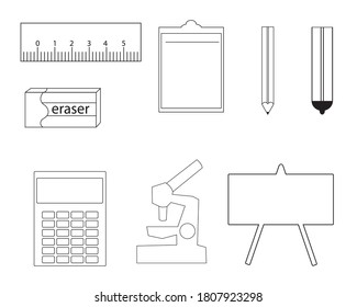 set stationary vector line icon