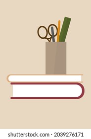 A set of stationery with books.