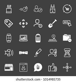 set of stationery, deadline, uniform, cart, shopping, price tag, joystick, dig, buy,  watch, laptop chart, phone, folder, call, bow,  pencil, shop, like, business, website, profile picture vector icon