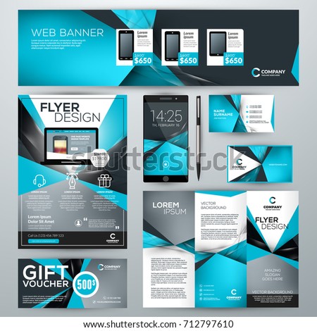 set stationery design templates corporate identity stock vector