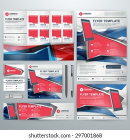 Set of Stationery Design Templates. Flyer, Booklet, Leaflet, Business Card, Banner