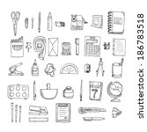 Set  of stationery. Doodle. Isolated on a white background.
