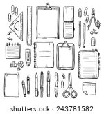 set of stationery drawings. Vector illustration. 