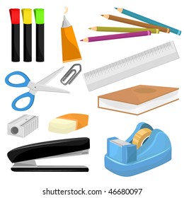 Set of Stationery and Education Vector Object Set.