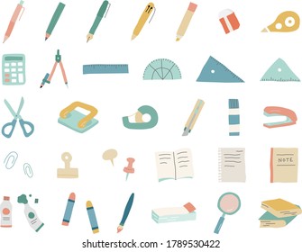 Set of stationery hand drawn illustrations