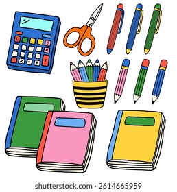Set of stationery hand drawn vector