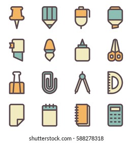 Set Of Stationery Icons. Vector Illustration