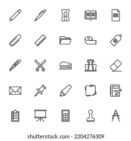 set of stationery icons. vector isolated line collection