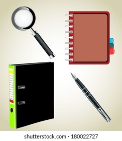 Set of stationery items.