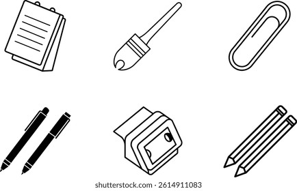 set of Stationery Line Editable Icons 