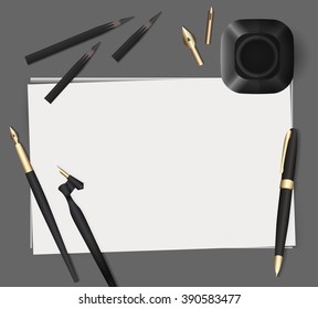 Set of stationery on a gray background. Vector elements separately from the background to your presentation, design projects and your creativity