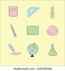 Set of stationery on yellow background 