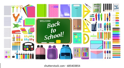 A set of stationery for school, goods for creativity and study, Super sale, back to school