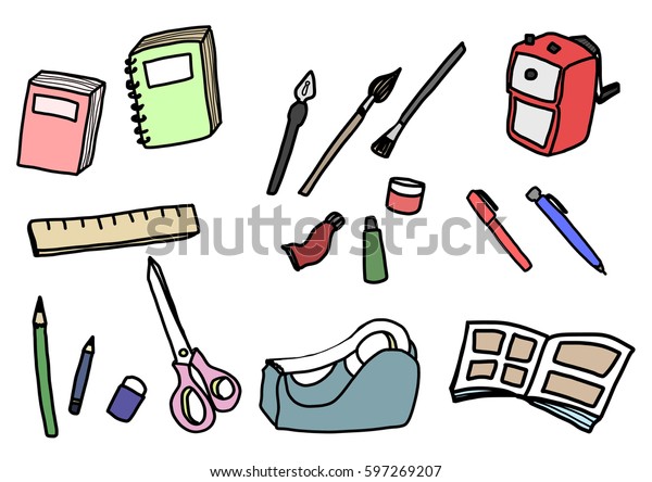 Set Stationery School Supplies Such Notebook Stock Vector (Royalty Free ...
