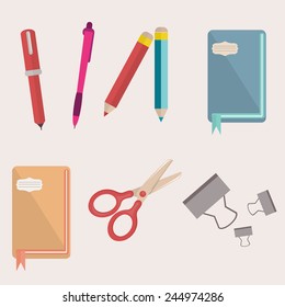 Set of stationery vector icons