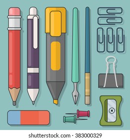 Set of stationery  Vector illustration of a flat design