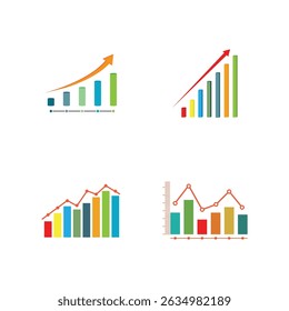Set Estadísticas de negocios estilizados logotipos y símbolos